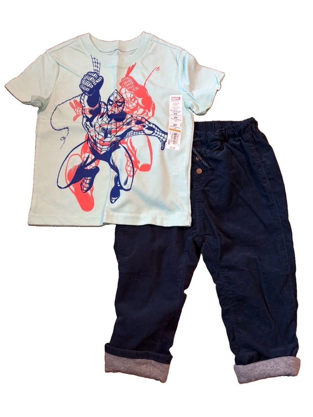 Toddler Boys 2-Piece Superman S/S Tee & H&M Corduroy Fleece Lined Pants - 2T
